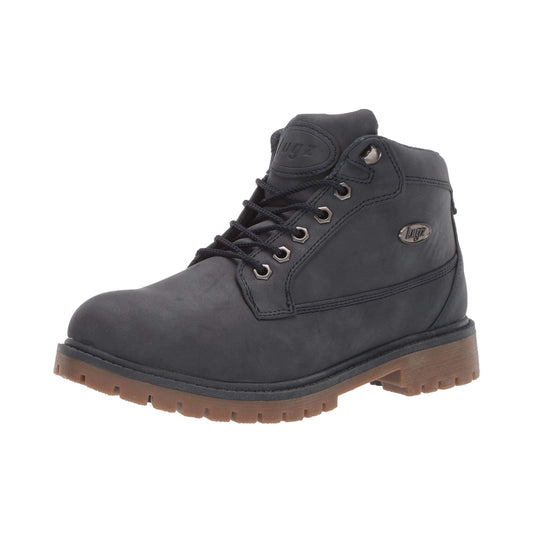 Lugz women's Mantle Mid classic chukka boot in black with gum lug sole
