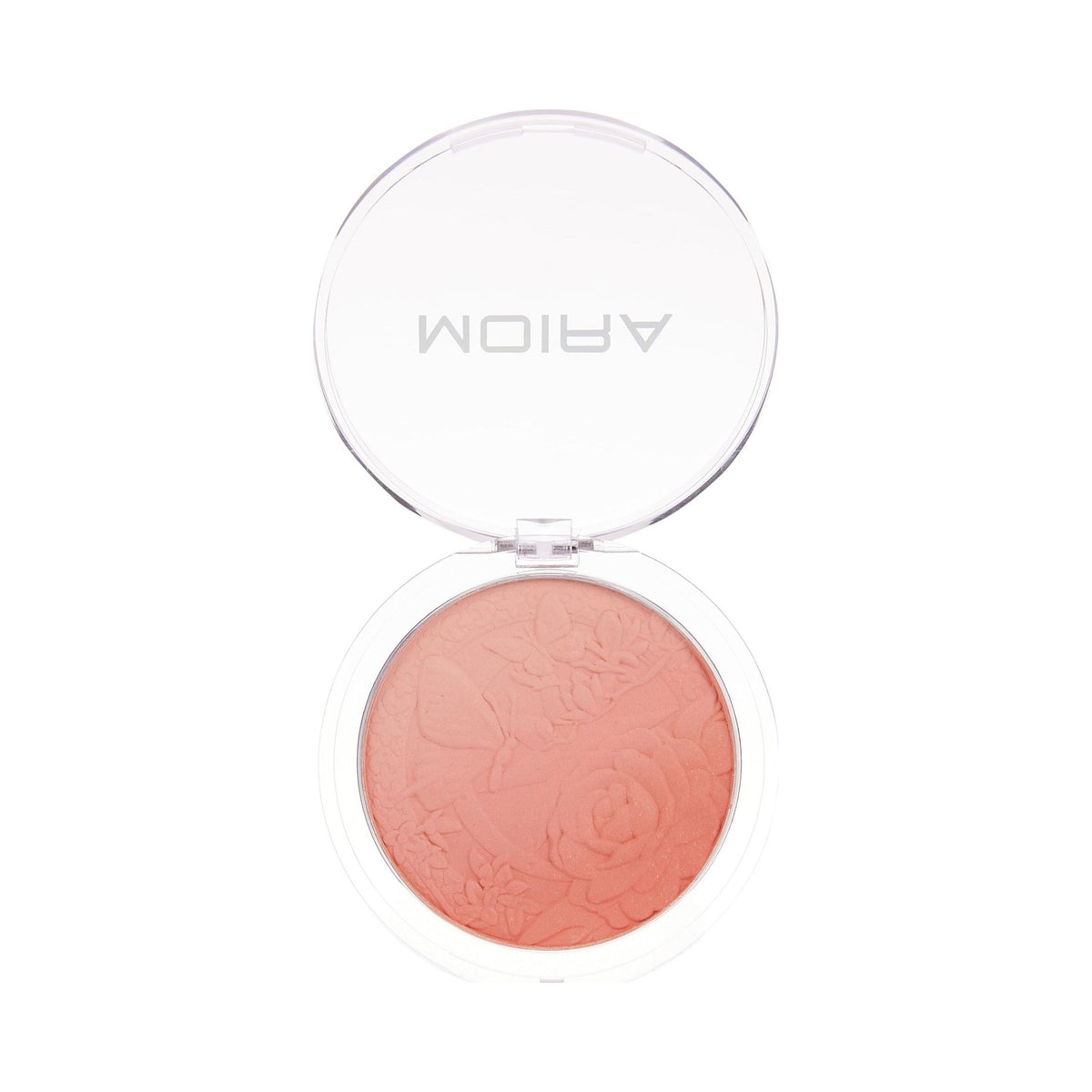 MOIRA Signature Ombre Blusher in Mellow Pink, open floral-embossed compact