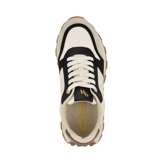 Nine West Kalah sneaker in cream, black and leopard print
