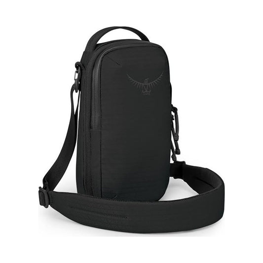 Osprey Archeon travel water bottle pouch in black with shoulder strap