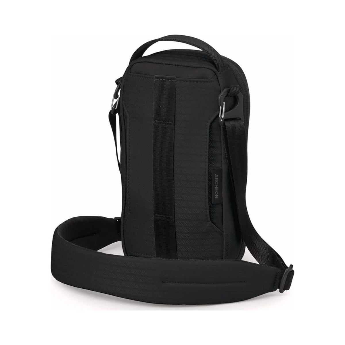 Osprey Archeon travel water bottle pouch in black with shoulder strap