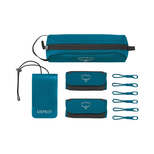 Osprey Luggage Customization Kit with zip pouch, ID tag, handle grips and zipper pulls