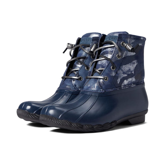 Sperry Saltwater Seasonal women's navy metallic camo duck boots