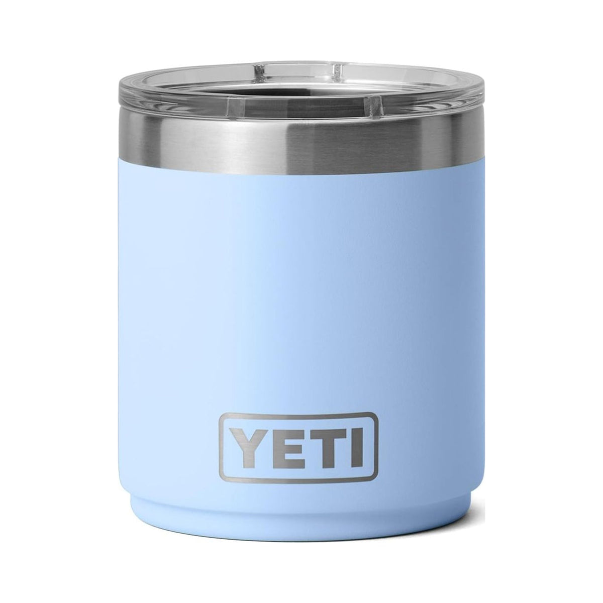 YETI Rambler 10oz Stackable Lowball 2.0 in light blue with clear MagSlider lid