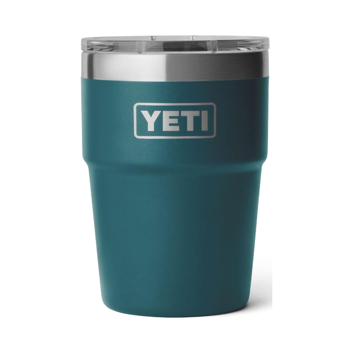 YETI Rambler 16 oz stackable teal tumbler with clear MagSlider lid