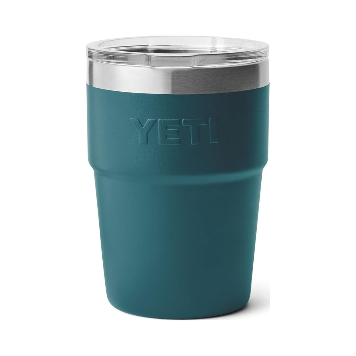 YETI Rambler 16 oz stackable teal tumbler with clear MagSlider lid