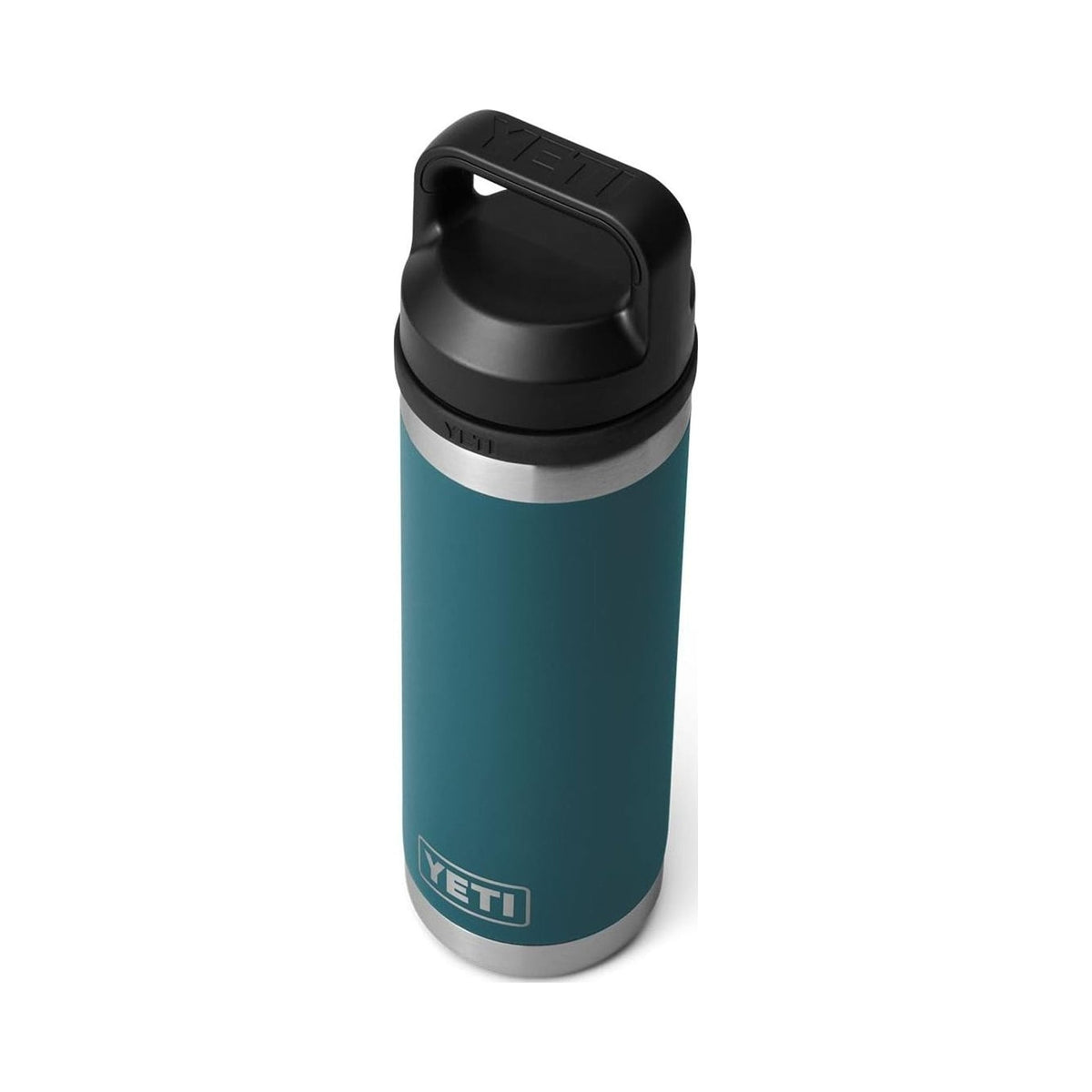 YETI Rambler 18 oz insulated bottle with black Chug Cap, teal colorway