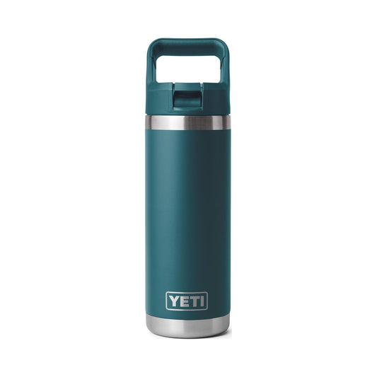 YETI Rambler 18 oz teal stainless steel insulated bottle with straw cap