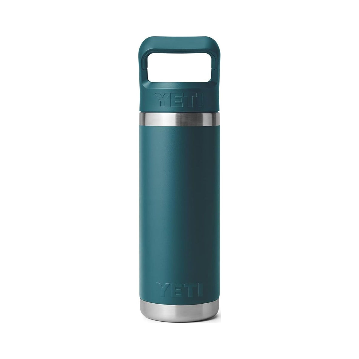YETI Rambler 18 oz teal stainless steel insulated bottle with straw cap