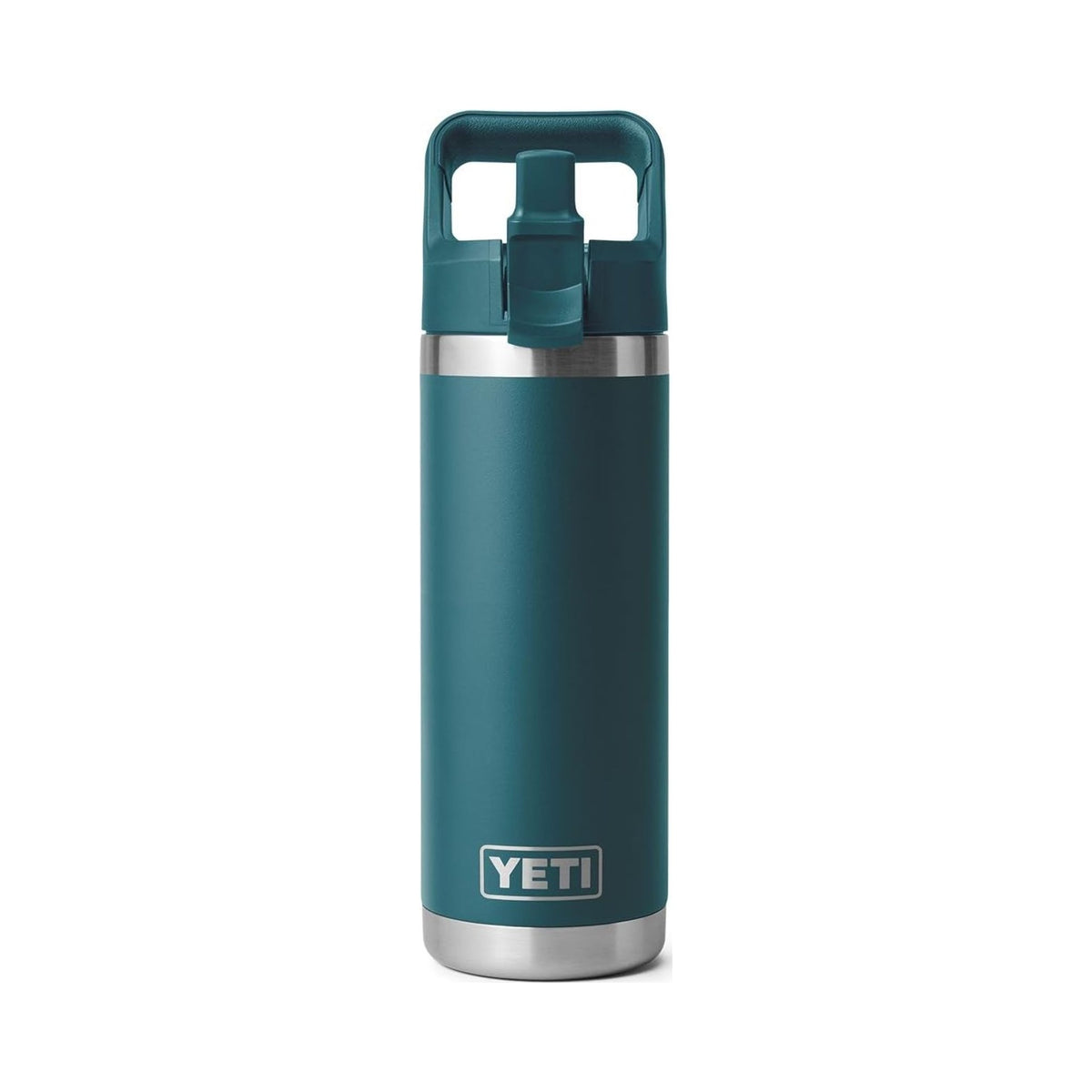 YETI Rambler 18 oz teal stainless steel insulated bottle with straw cap