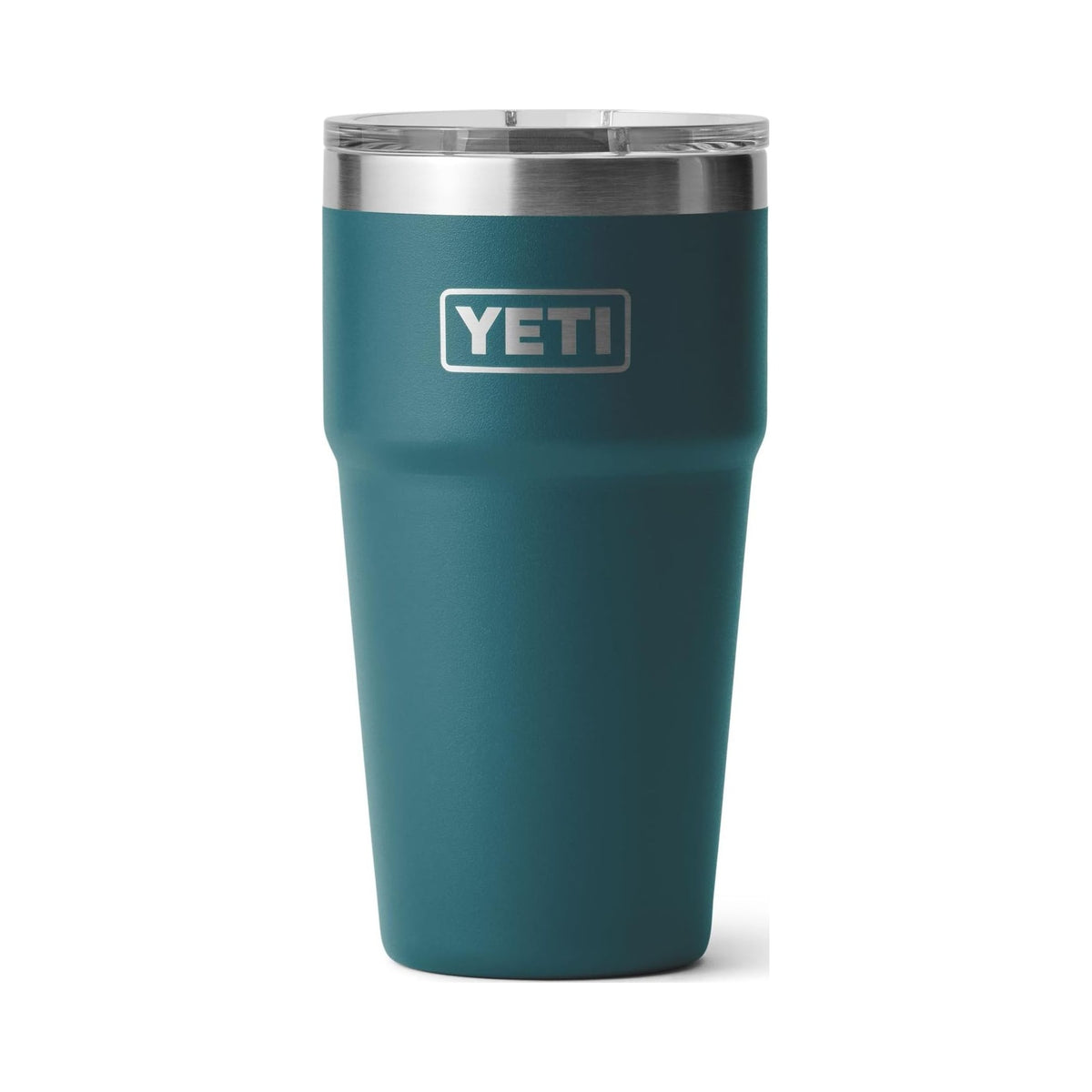 YETI Rambler 20 oz stackable tumbler in teal with clear MagSlider lid