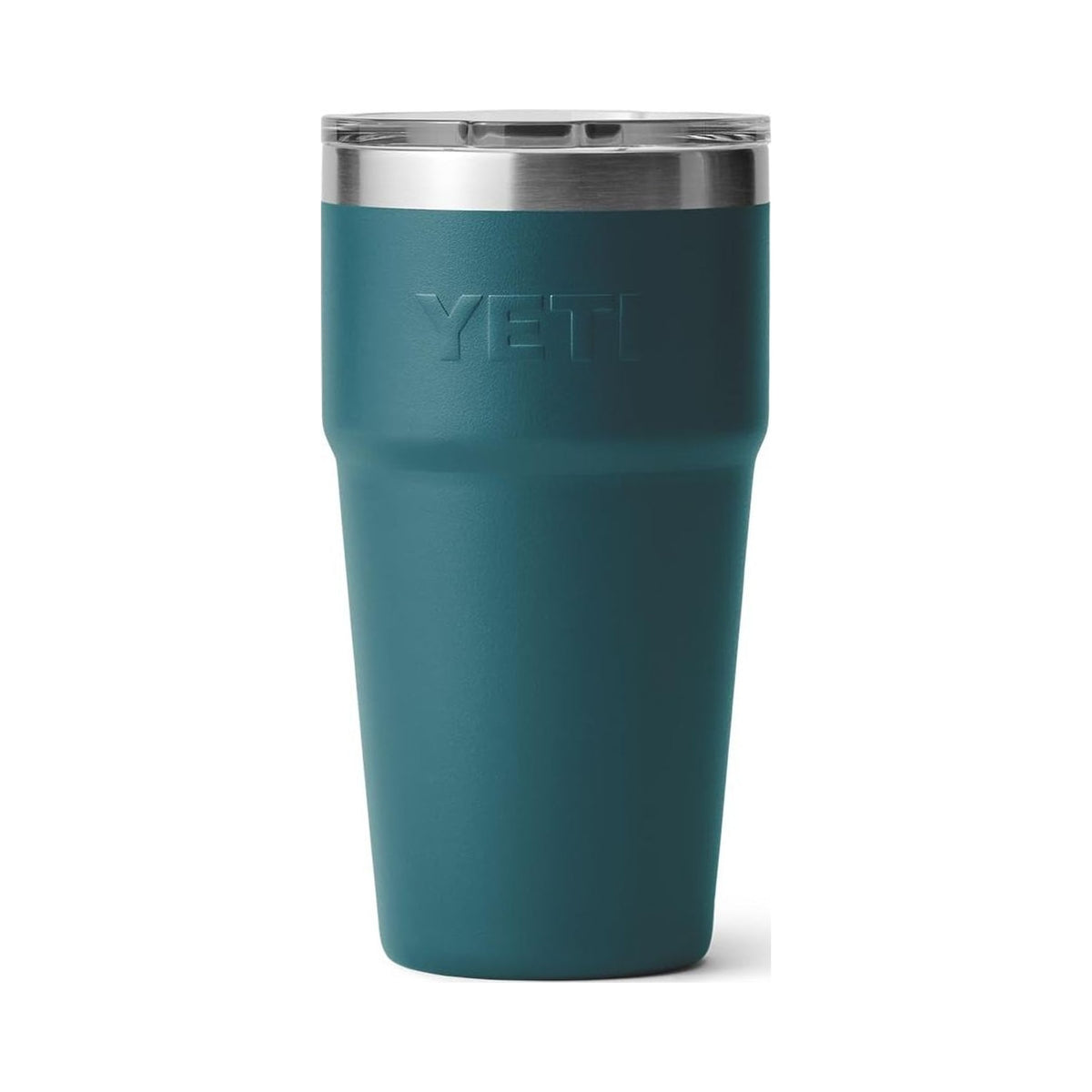 YETI Rambler 20 oz stackable tumbler in teal with clear MagSlider lid
