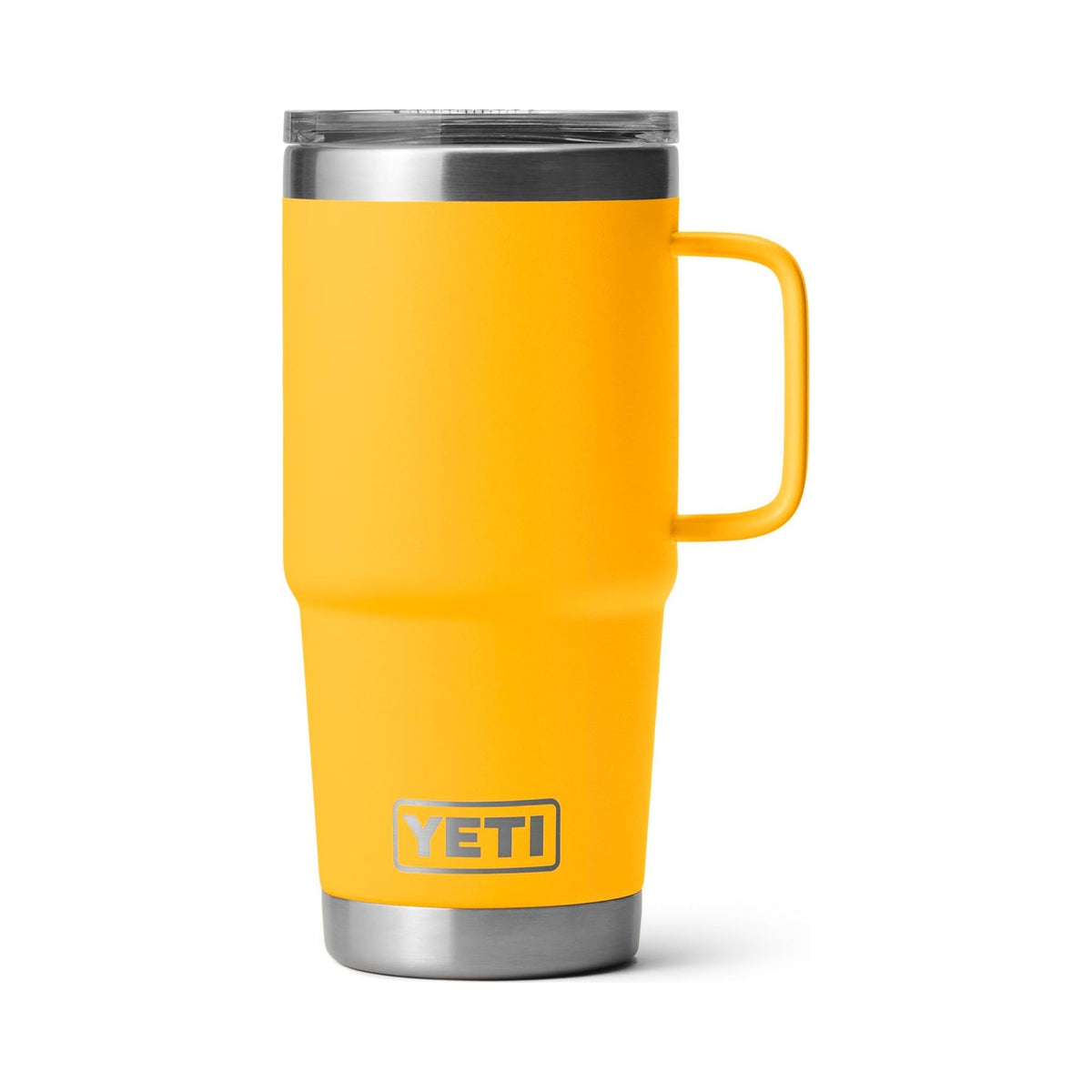 YETI Rambler 20 oz Travel Mug in yellow with Stronghold lid and handle