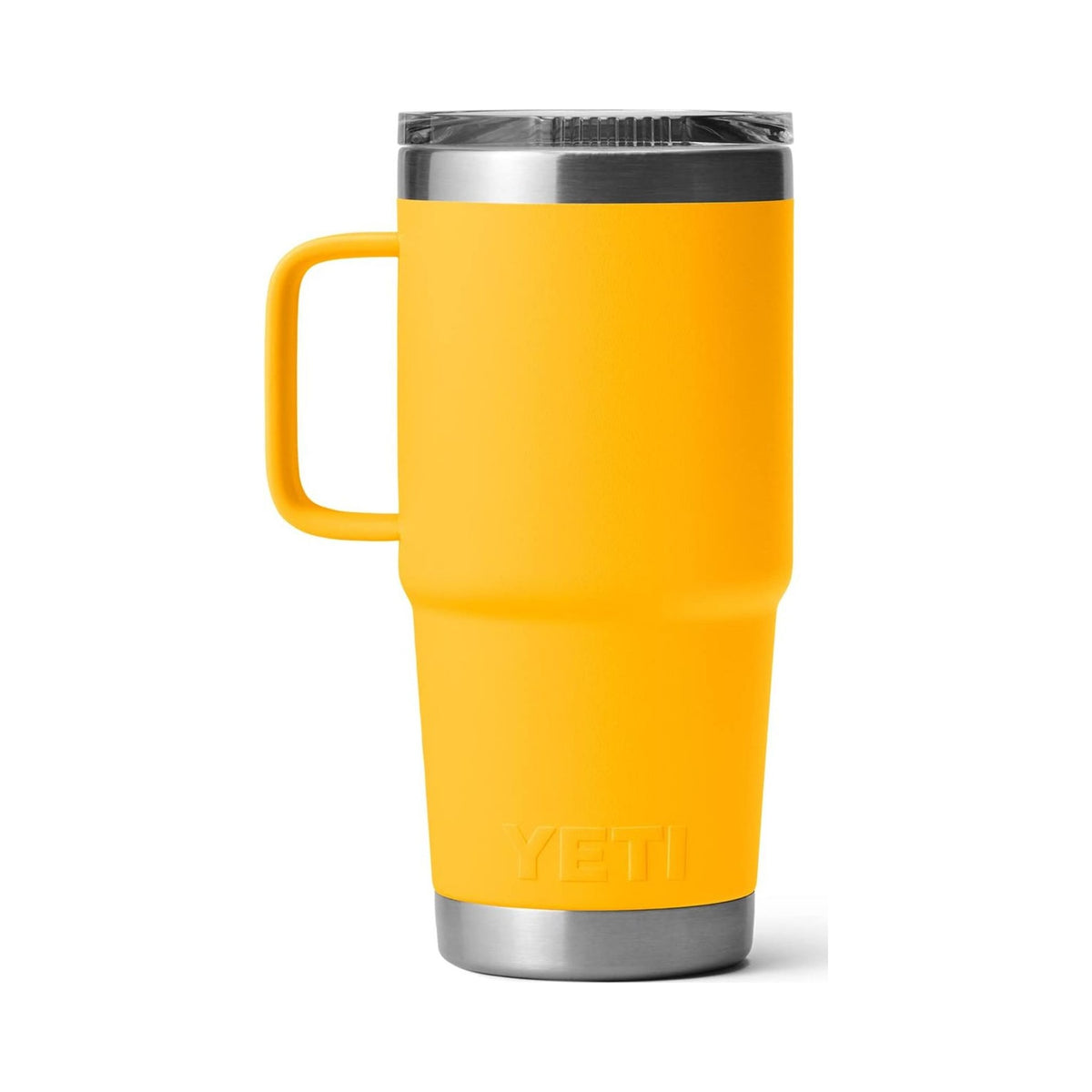 YETI Rambler 20 oz Travel Mug in yellow with Stronghold lid and handle