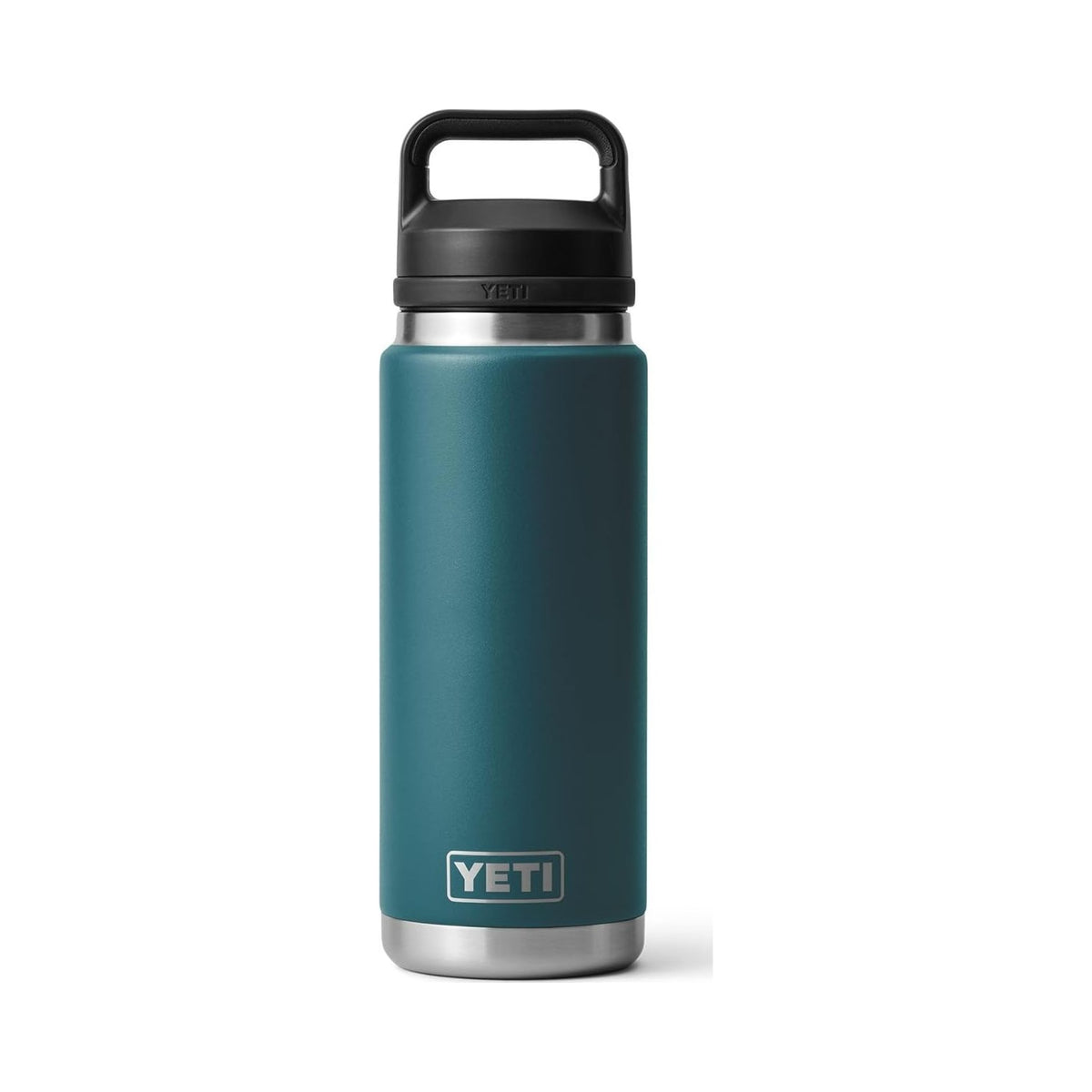 YETI Rambler 26 oz teal stainless steel insulated bottle with black Chug Cap