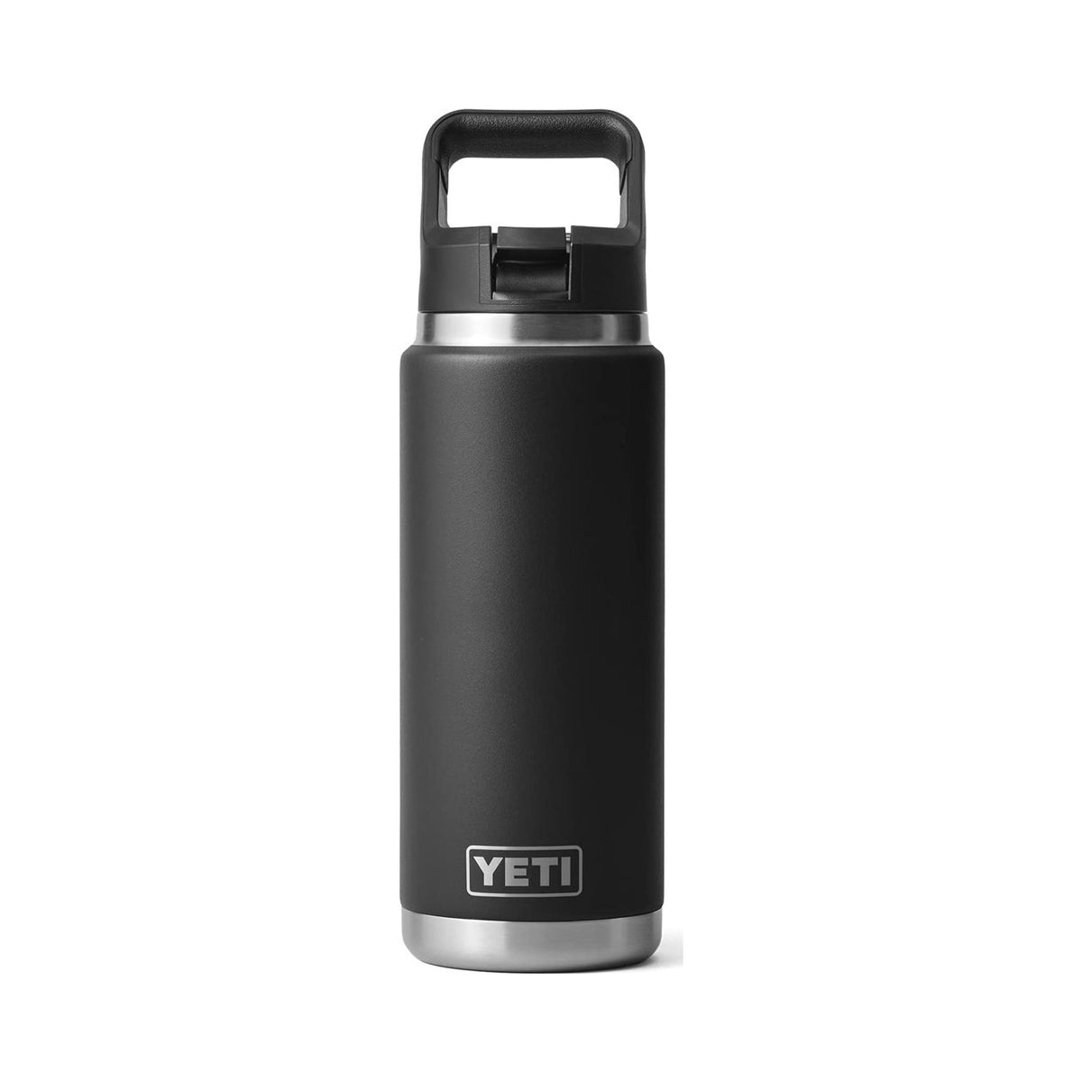 YETI Rambler 26 oz black stainless steel insulated bottle with straw cap