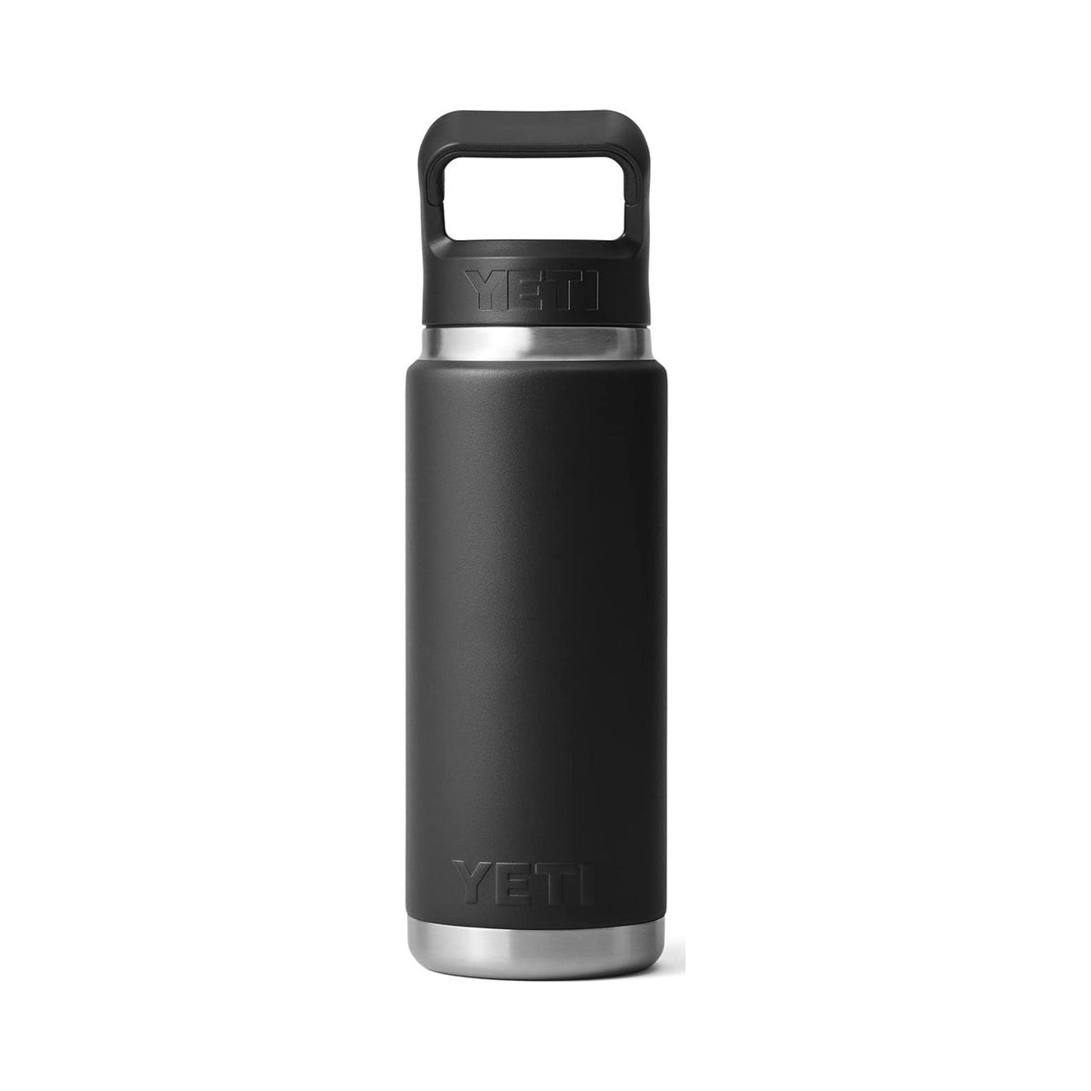 YETI Rambler 26 oz black stainless steel insulated bottle with straw cap