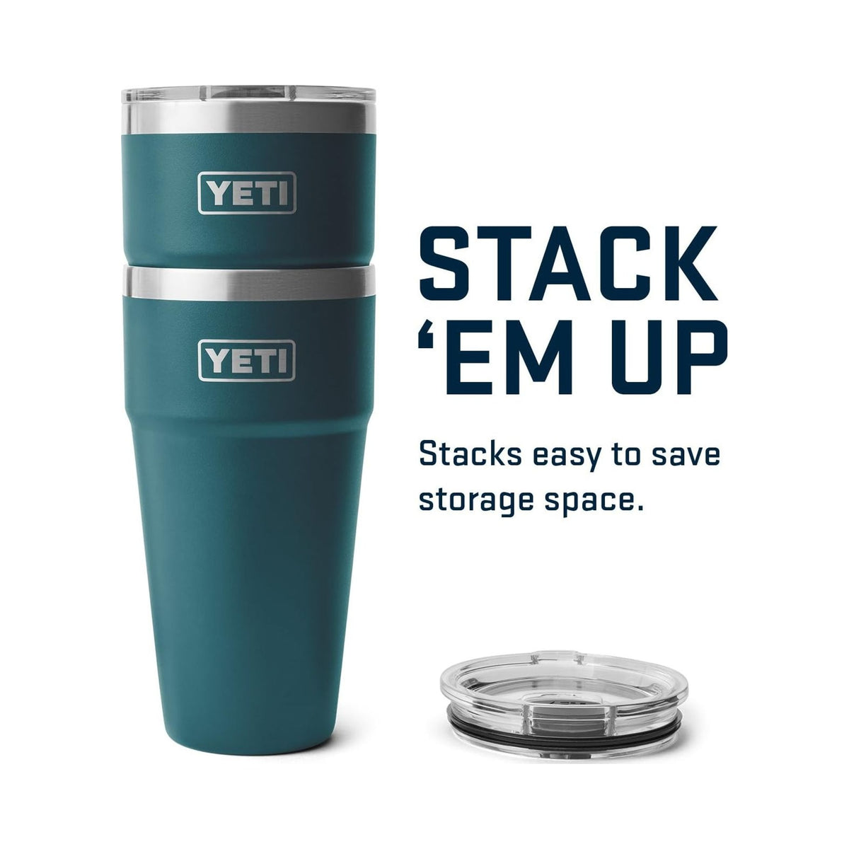 YETI Rambler 30 oz stackable teal stainless steel tumbler with MagSlider lid