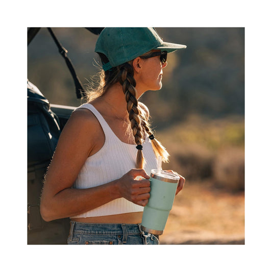 YETI Rambler 25oz straw mug in teal, stainless steel with handle