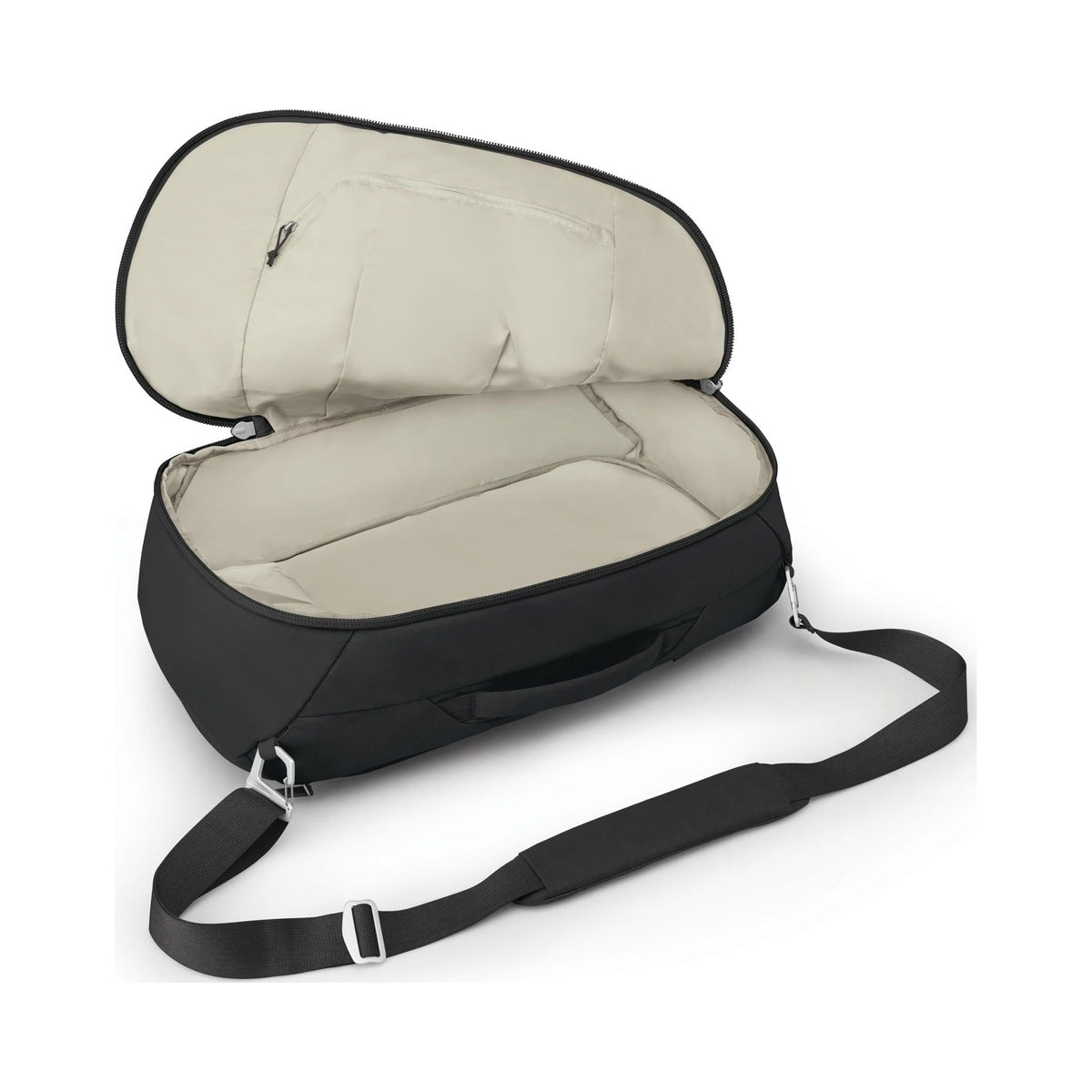 Osprey Arcane black duffel backpack with shoulder strap