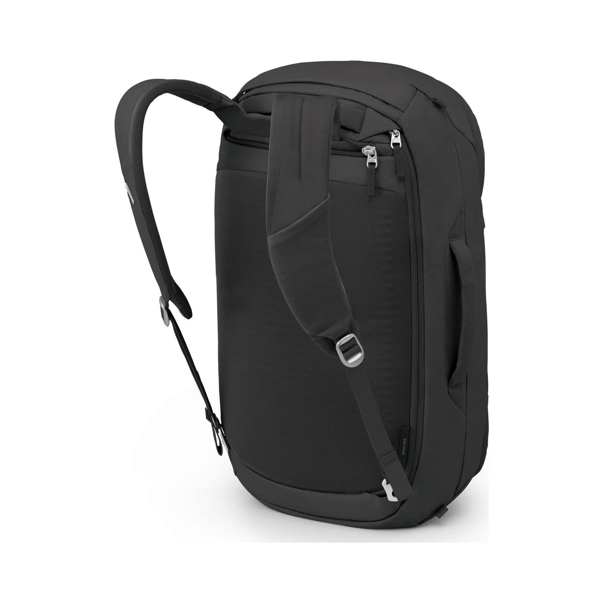 Osprey Arcane black duffel backpack with shoulder strap