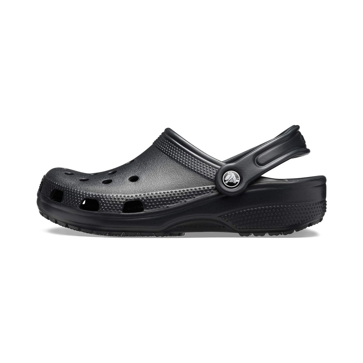 Crocs Classic Clogs in black, unisex adult slip-on shoes