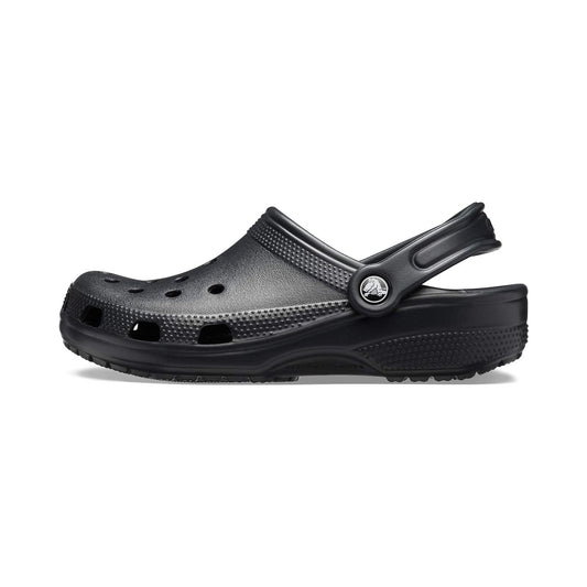 Crocs Classic Clogs in black, unisex adult slip-on shoes