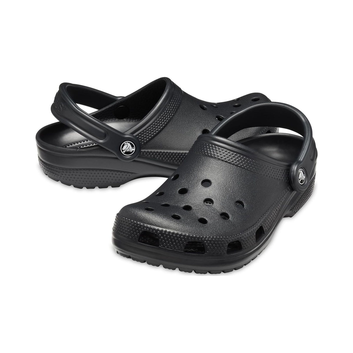 Crocs Classic Clogs in black, unisex adult slip-on shoes