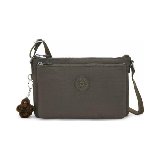 Kipling Mikaela olive green nylon crossbody bag with monkey keychain