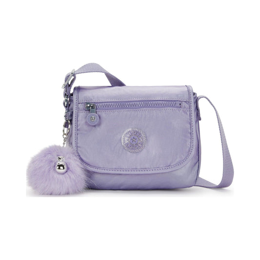 Kipling Sabian metallic lavender crossbody mini bag with pom-pom keychain